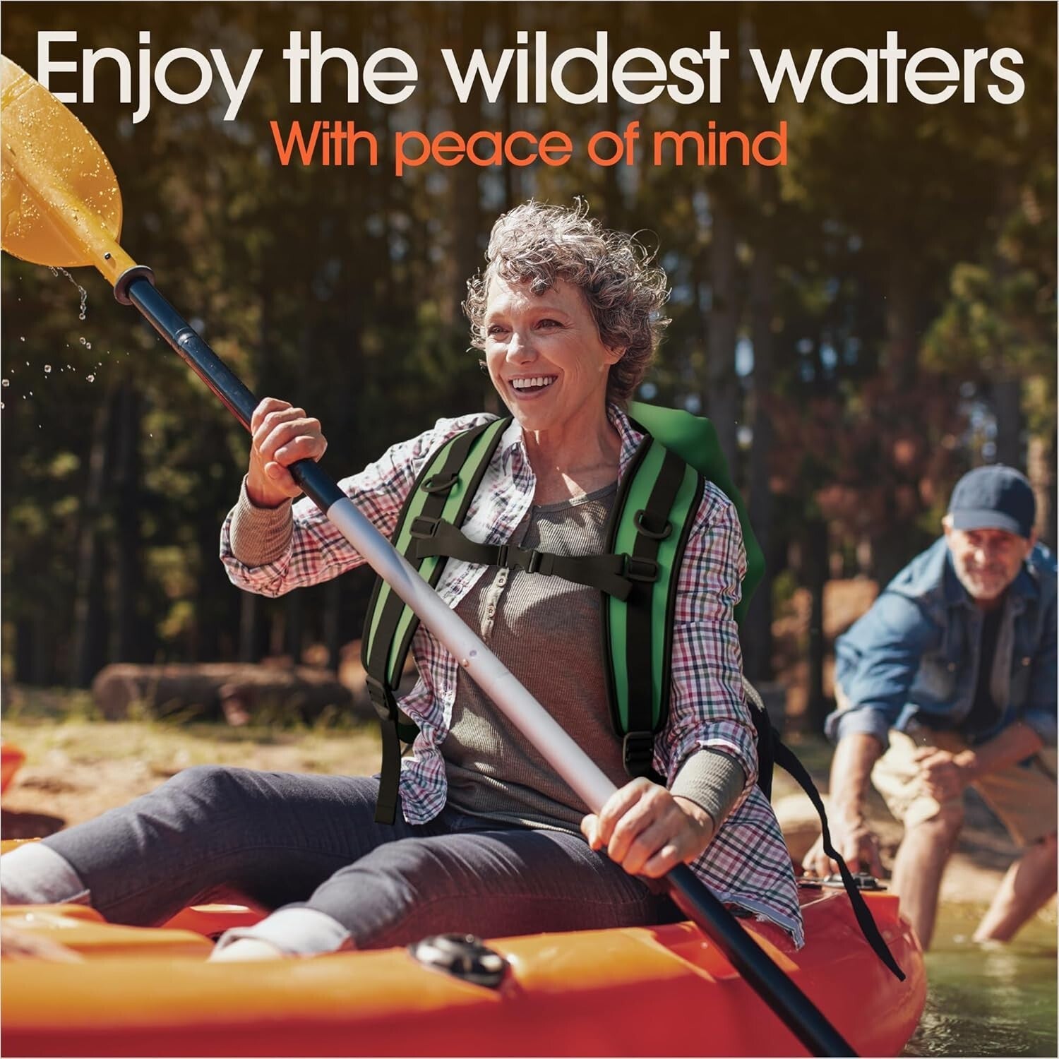 Lightweight Orange 55L Waterproof Backpack Sack with Phone Case for Kayaking