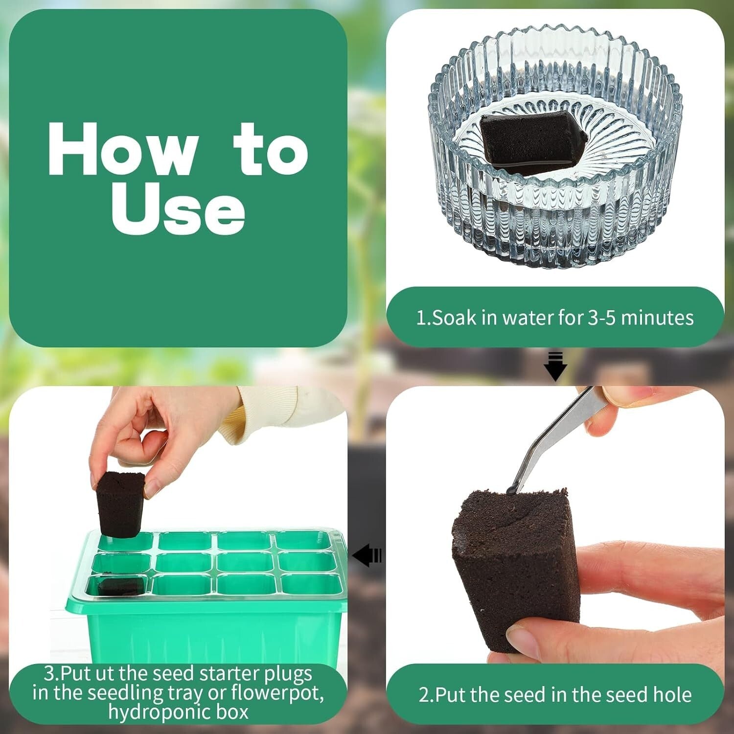 Rectangular Hydroponic Seed Starter Pods - 200 Peat Sponges for Optimal Growth