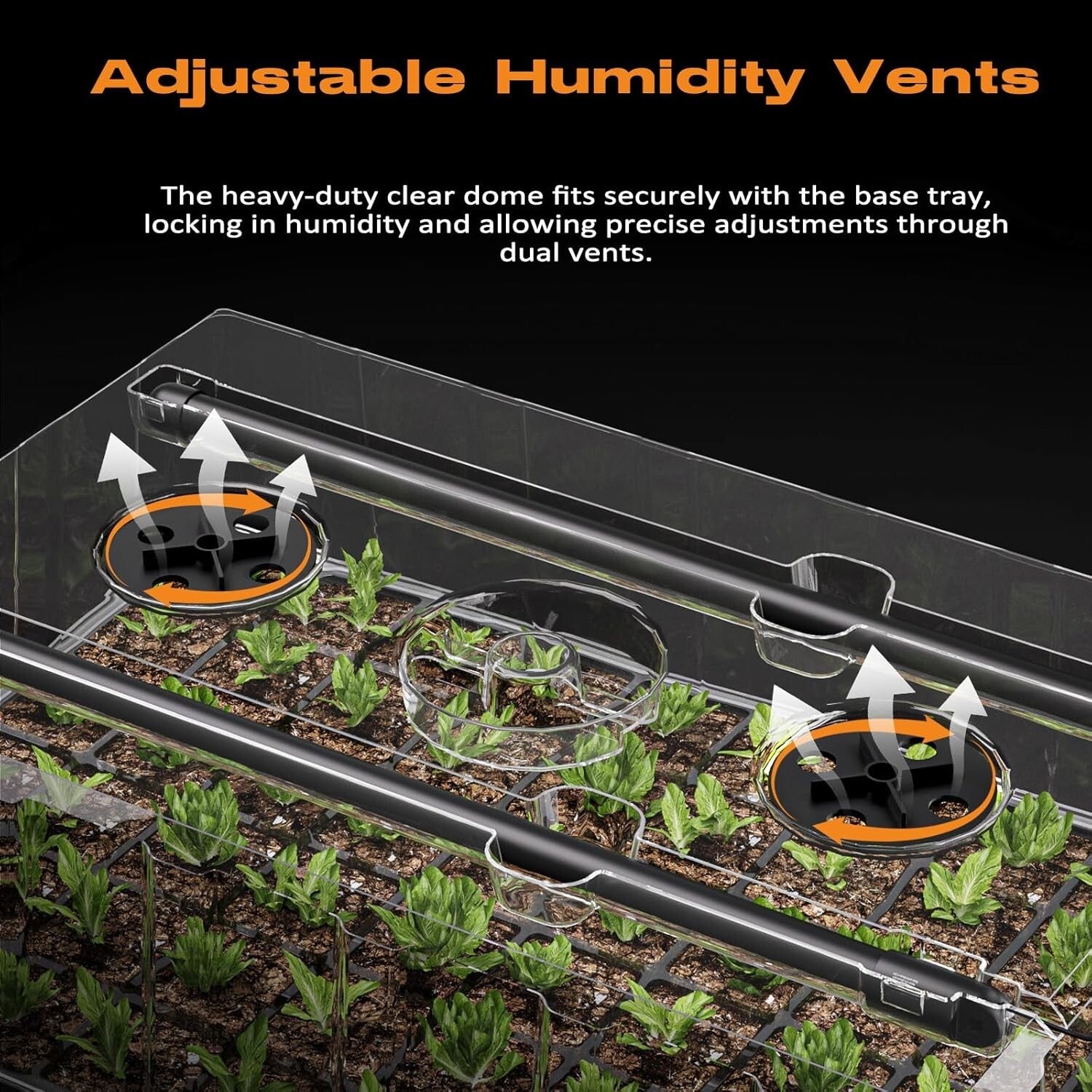 Durable 120-Cell Seed Starting Tray with Humidity Dome and Efficient Grow Light