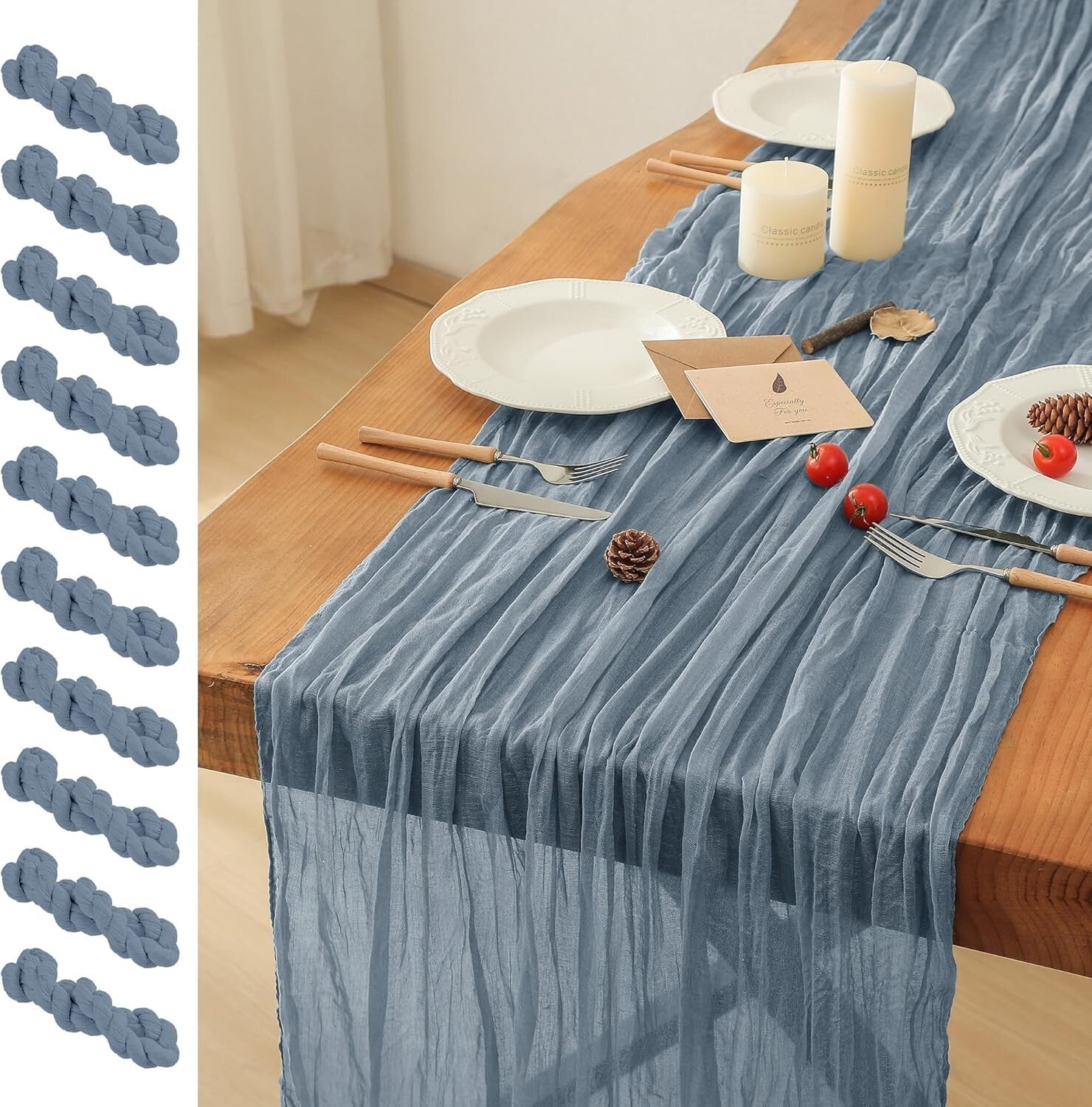 Versatile 35x120 Inch Dusty Blue Cheesecloth - Perfect for Weddings & Showers