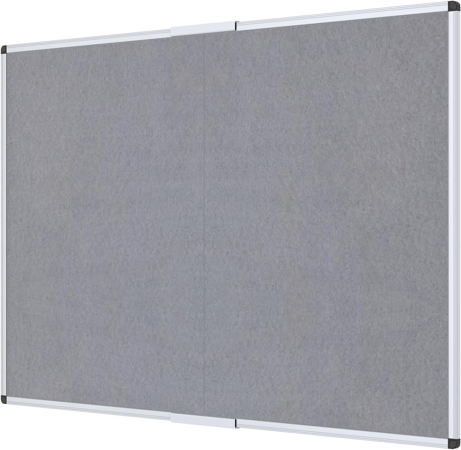 Luxury Gray Felt Bulletin Board, 72" x 48" - Self-Healing with Aluminum Frame