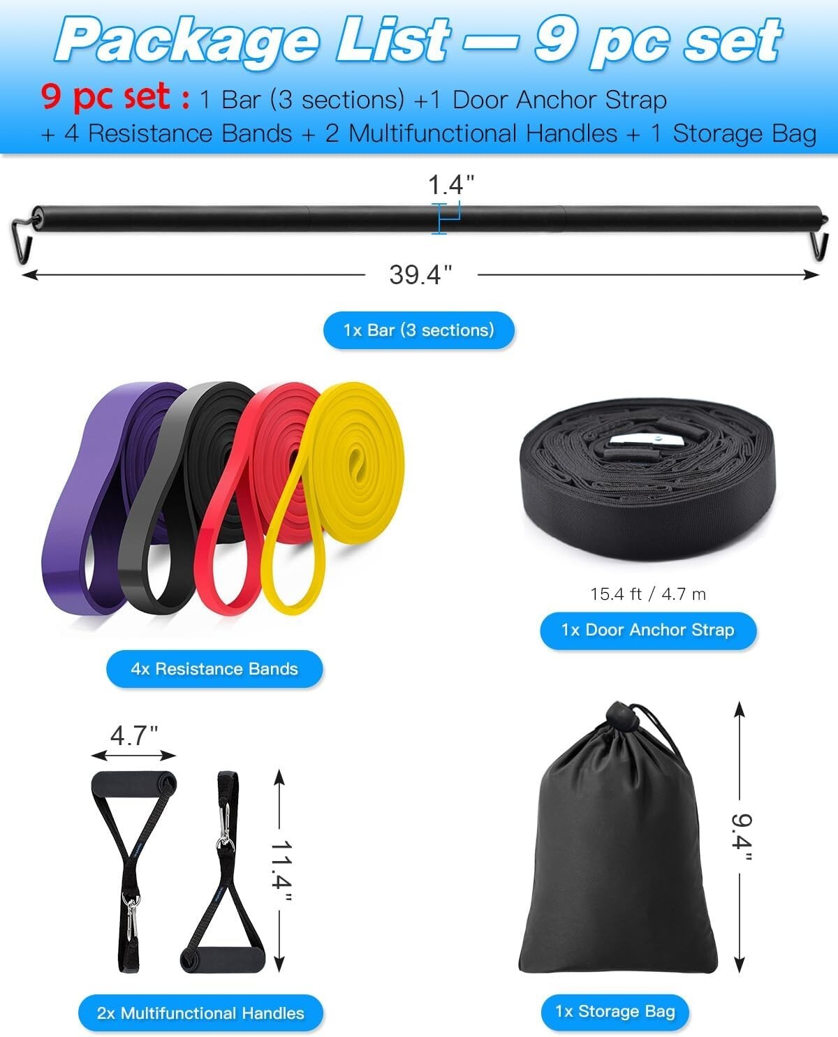 Easy No-Drill Door Anchor Strap Set - Complete Resistance Band Training Kit