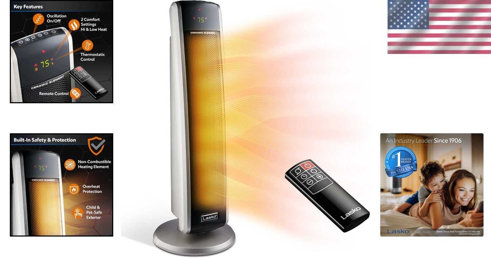 Digital Ceramic Tower Heater 1500W with Auto Timer & Quiet Operation for Comfort
