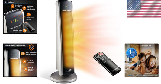 Digital Ceramic Tower Heater 1500W with Auto Timer & Quiet Operation for Comfort