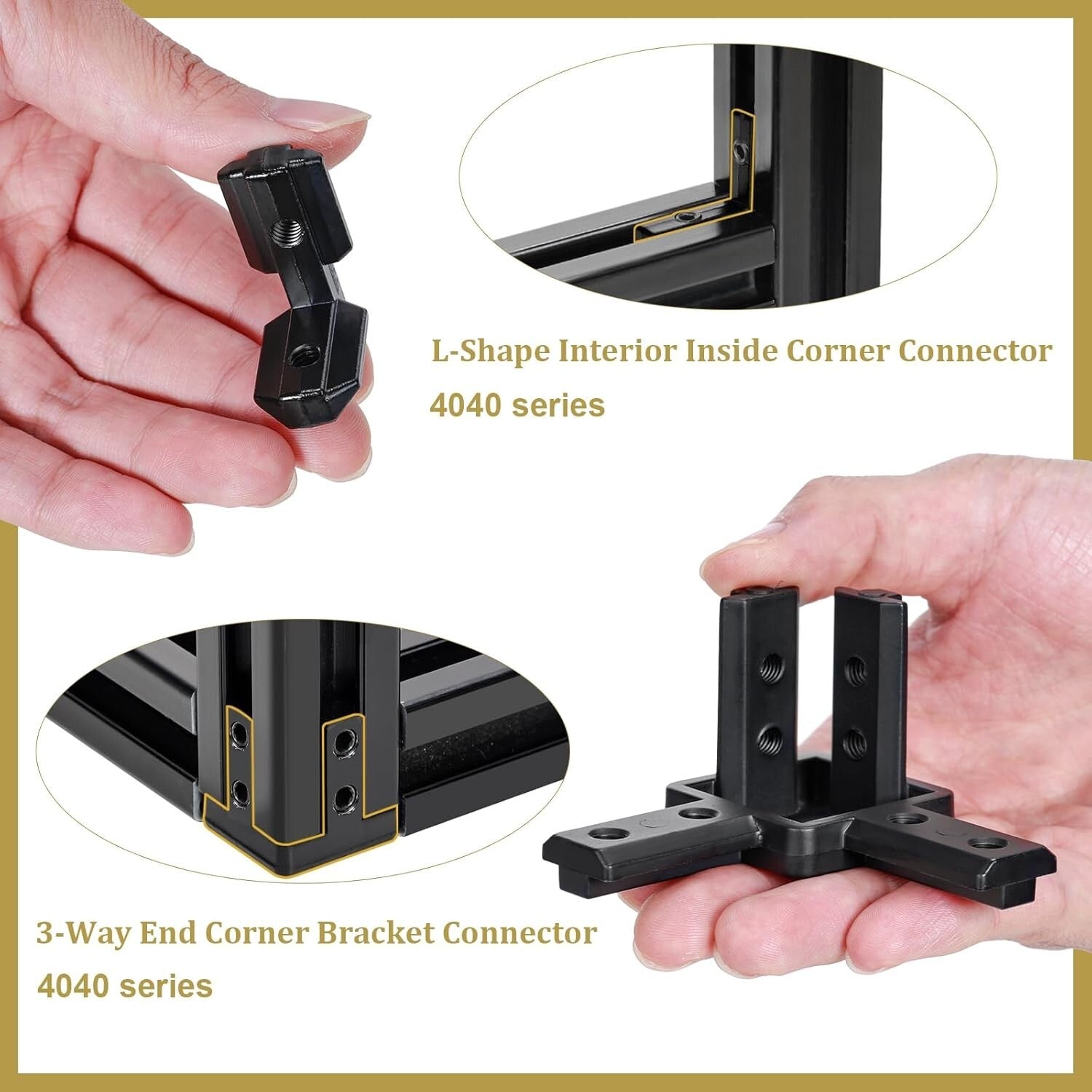 Versatile 4040 Aluminum Extrusion Connectors - 20pcs L-Shape Bracket with Screws