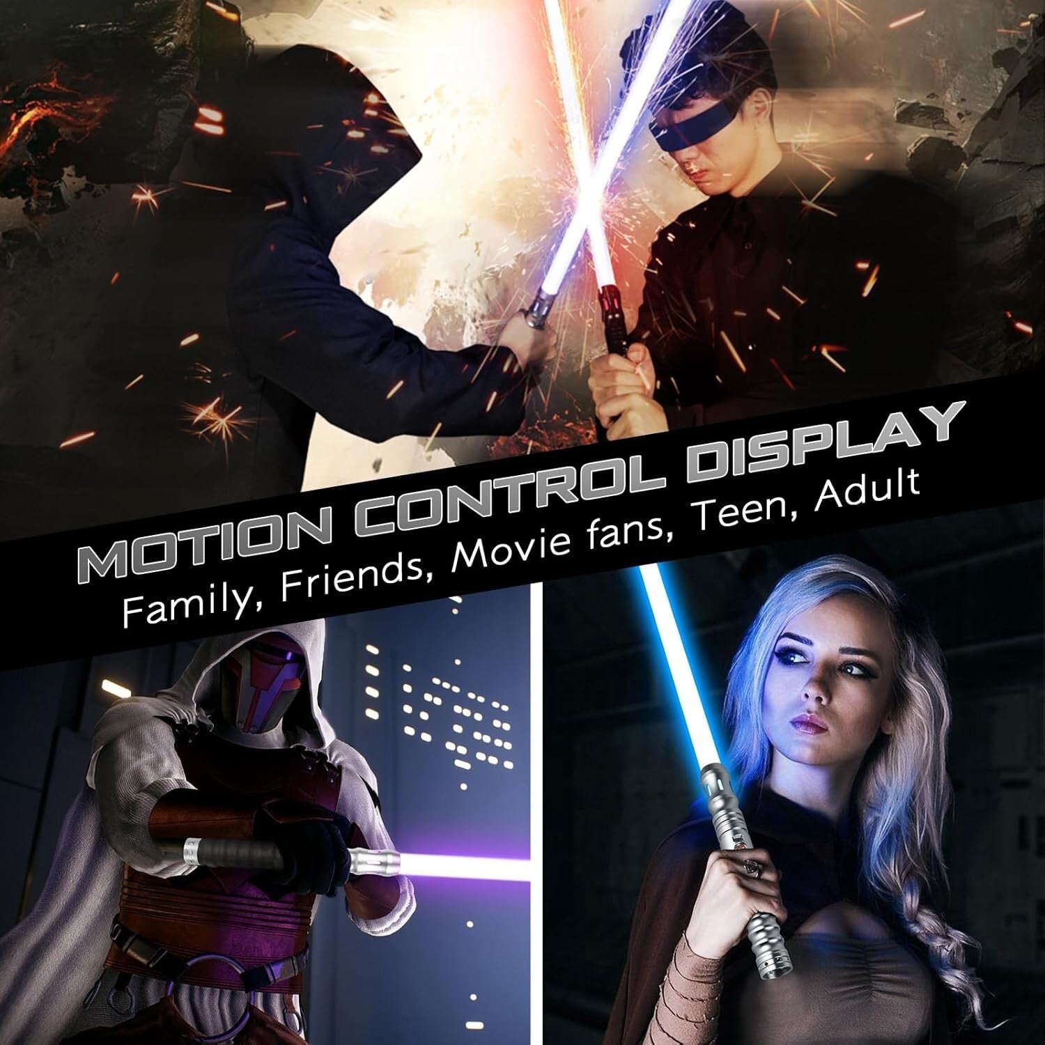Interactive RGB Lightsaber with Smooth Swing FX - Perfect for Cosplay & Dueling