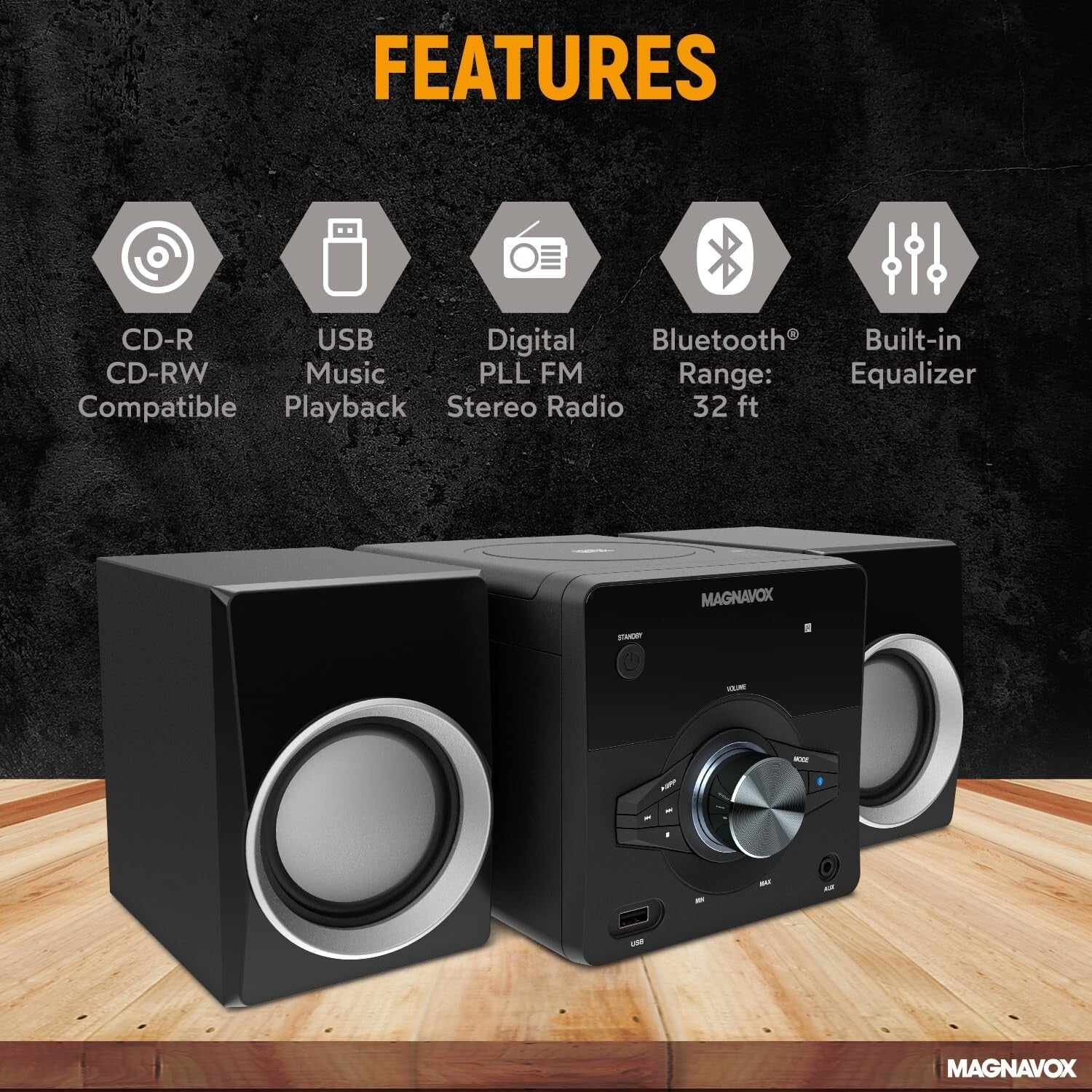 All-in-One Mini Bluetooth Audio System with CD Player, FM Radio & Remote Control