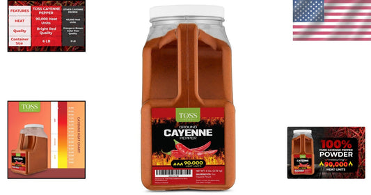 Kosher Certified 6 LB Ground Cayenne Pepper - 90,000 Heat Units for Spicy Flavor