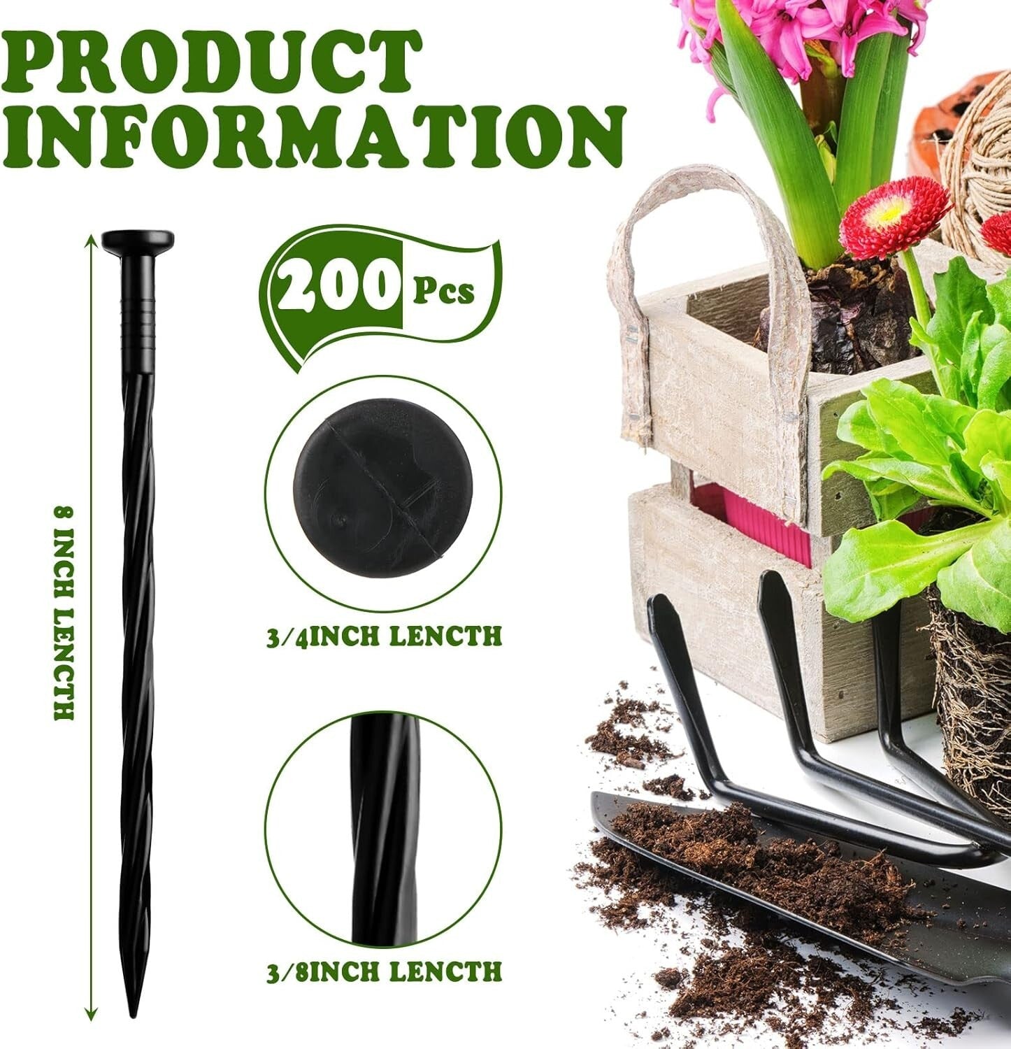 Effortless Garden Organization - 200 Pack Weather-Resistant 8" Ground Stakes