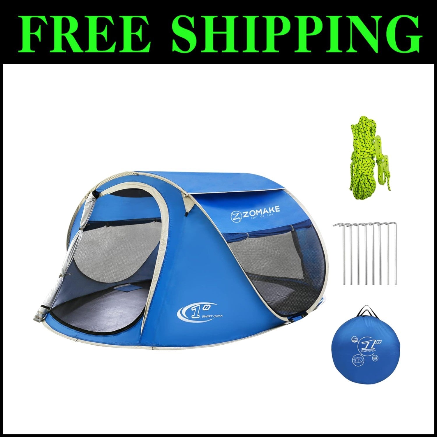 4-Person Instant Pop-Up Tent with 2 Doors - Perfect for Outdoor Adventures