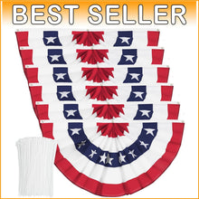 Load image into Gallery viewer, Durable Polyester American Fan Flag - Patriotic Half Banner for Indoors/Outdoors