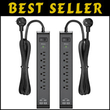 Load image into Gallery viewer, Versatile USB Charging Surge Protector Power Strip with 900 Joules Safety Rating