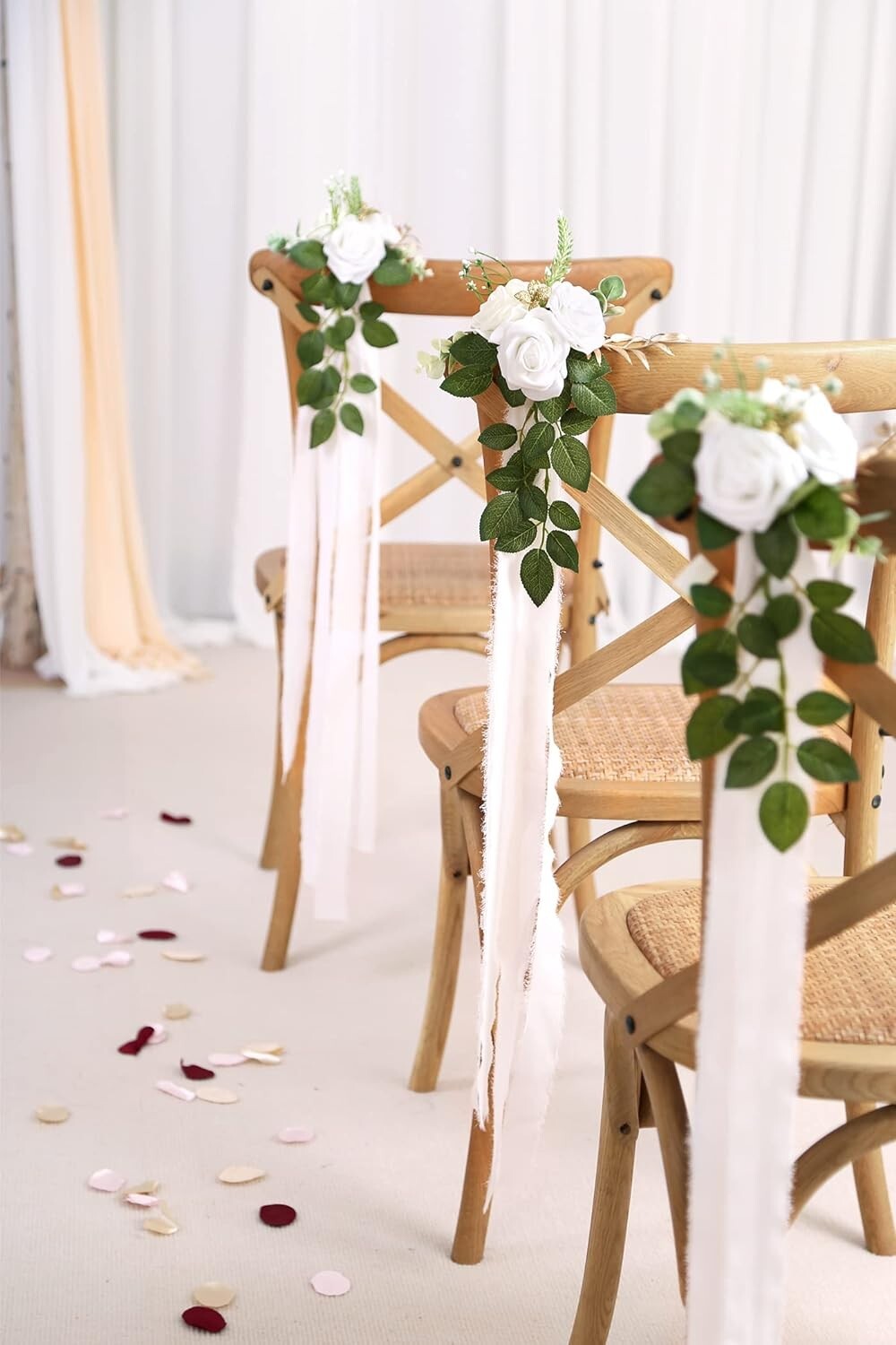 Beautifully Handmade Pew Flowers with Eucalyptus for Wedding Aisle Decoration