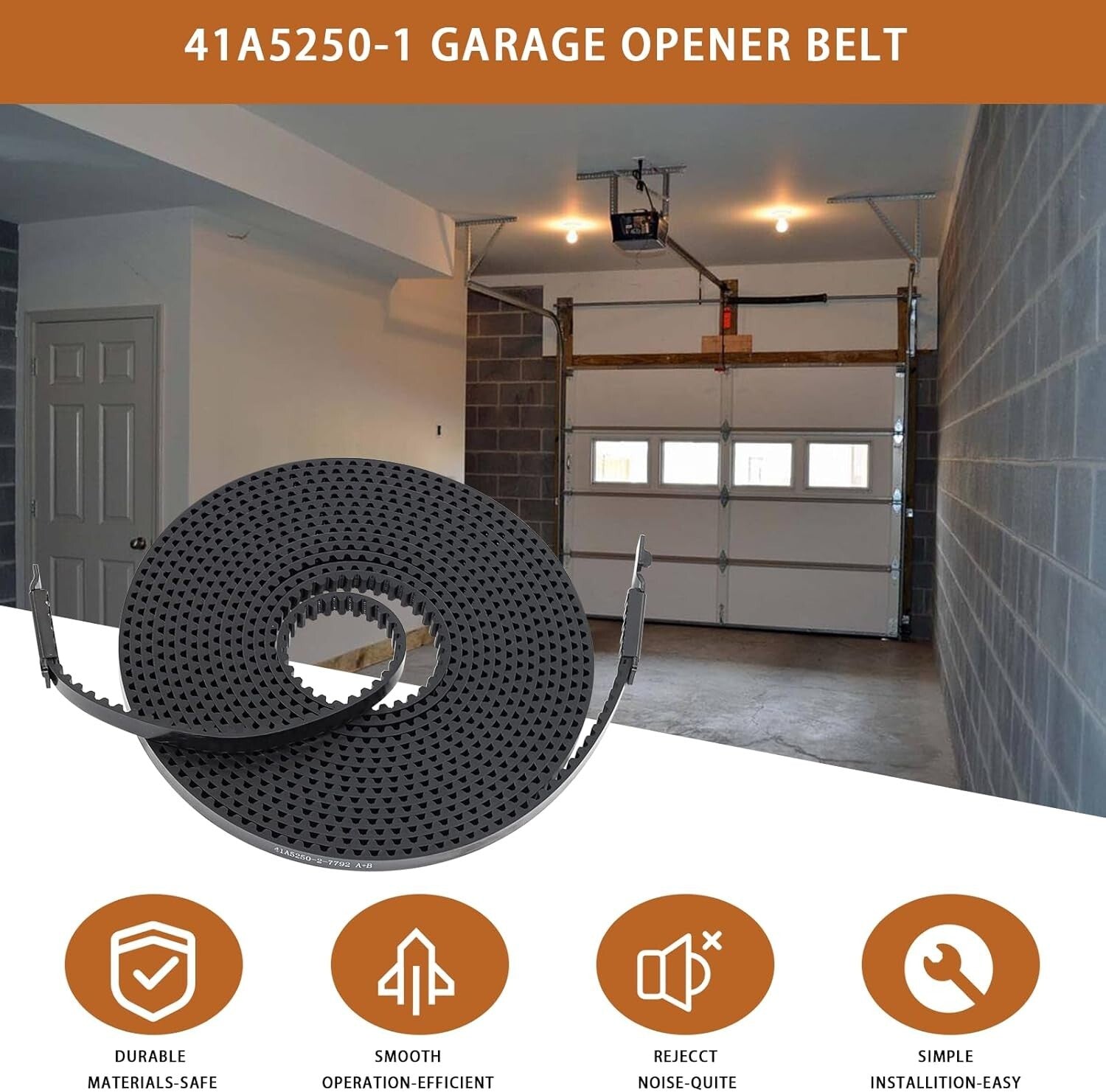 Easy-Install 308'' Garage Door Drive Belt - Super Quiet Operation for Residences