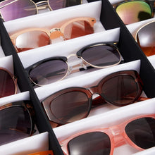 Load image into Gallery viewer, Sophisticated Sunglass Storage Case - 18 Compartment Organizer in Black