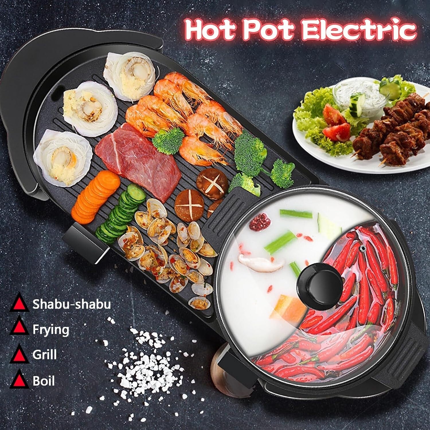 Compact Electric Hot Pot Grill for Stress-Free Family Gatherings - 3 Quart