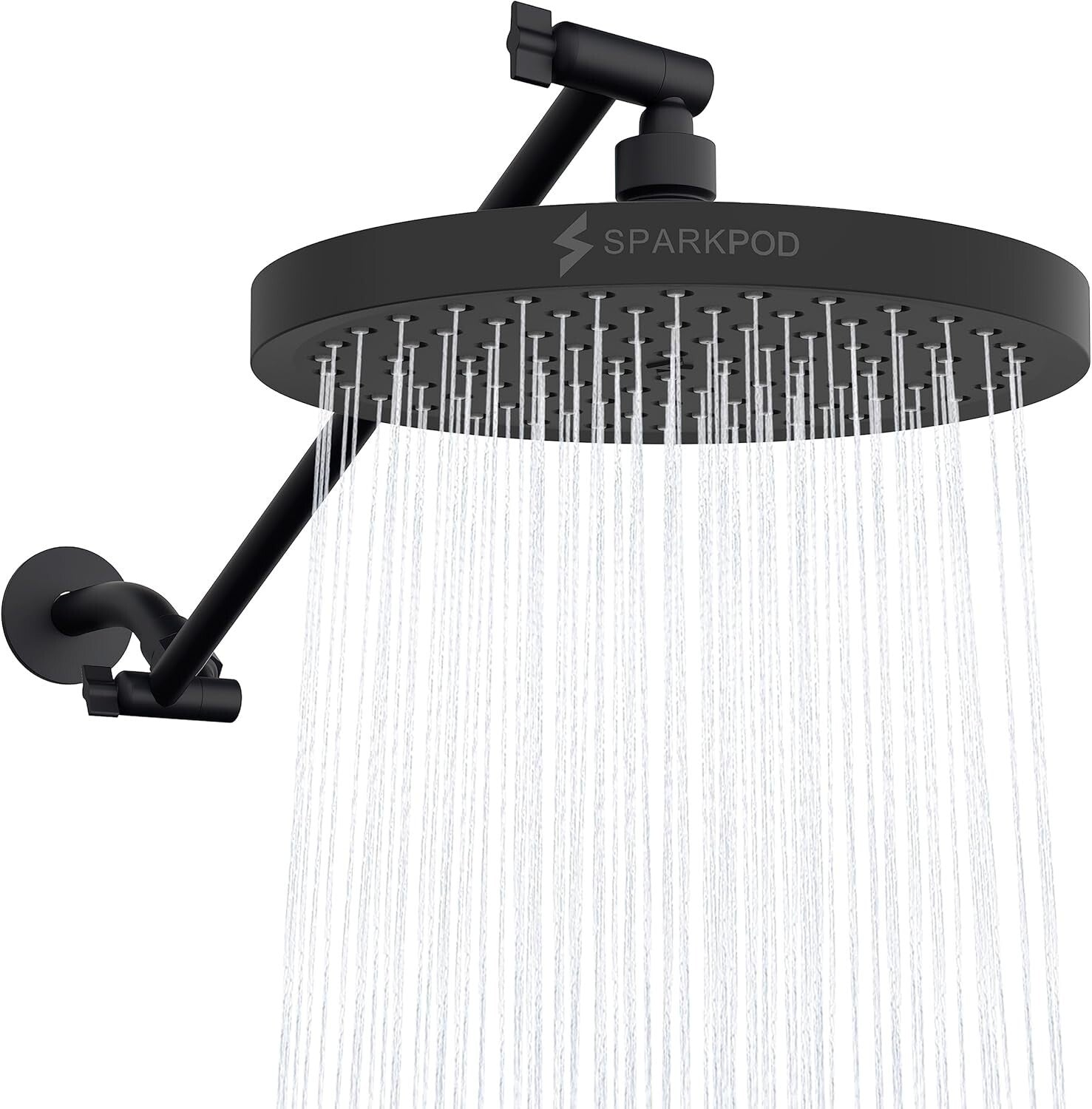 Brushed Matte 8" Rain Shower Head with Rotating Extension Arm - Easy Install