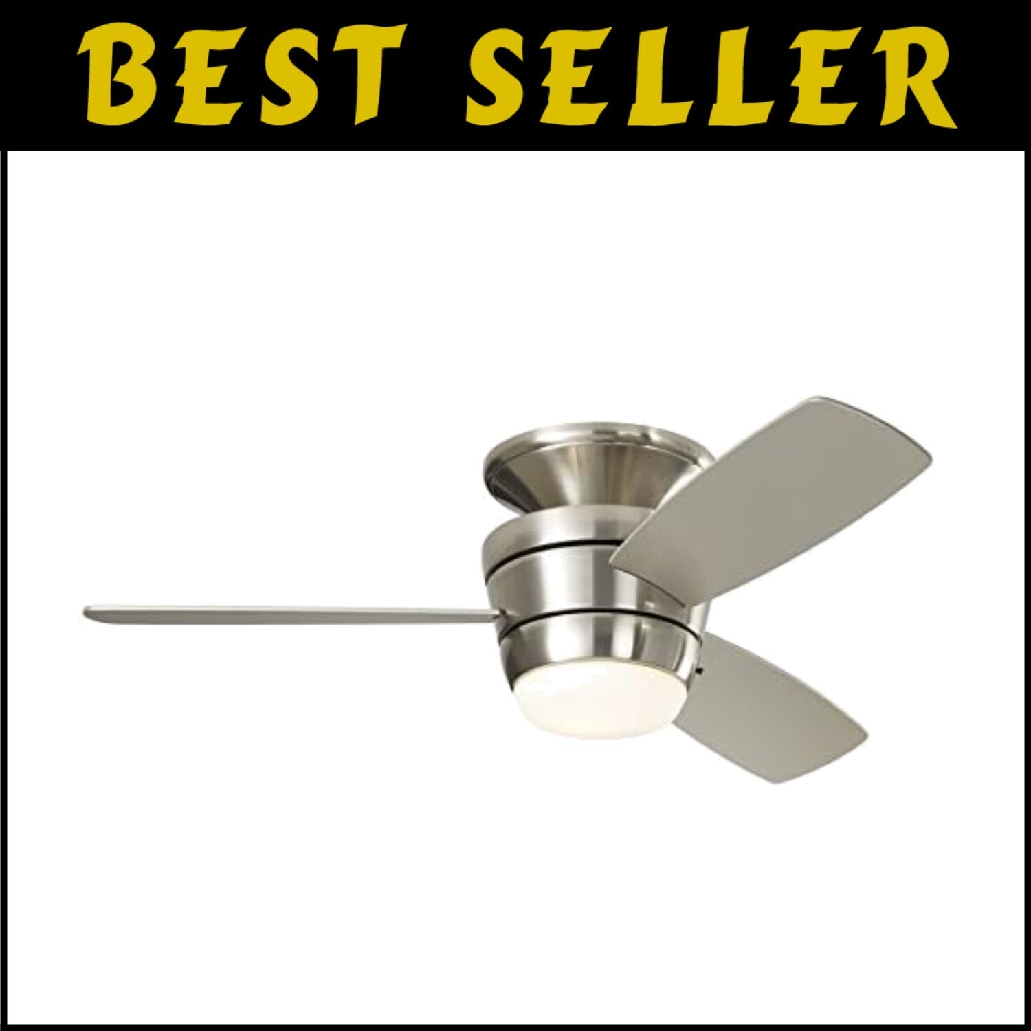 Mazon 44-in Brushed Nickel Flush Mount Ceiling Fan with Remote & LED Light Kit