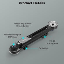 Load image into Gallery viewer, Lightweight Adjustable ARRI Extension Arm with Cable Clips for Rigs - 2 Pack