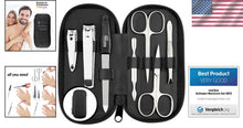 Load image into Gallery viewer, 7-Piece Stainless Steel Manicure Set in Nappa Black Leather - Made in Solingen
