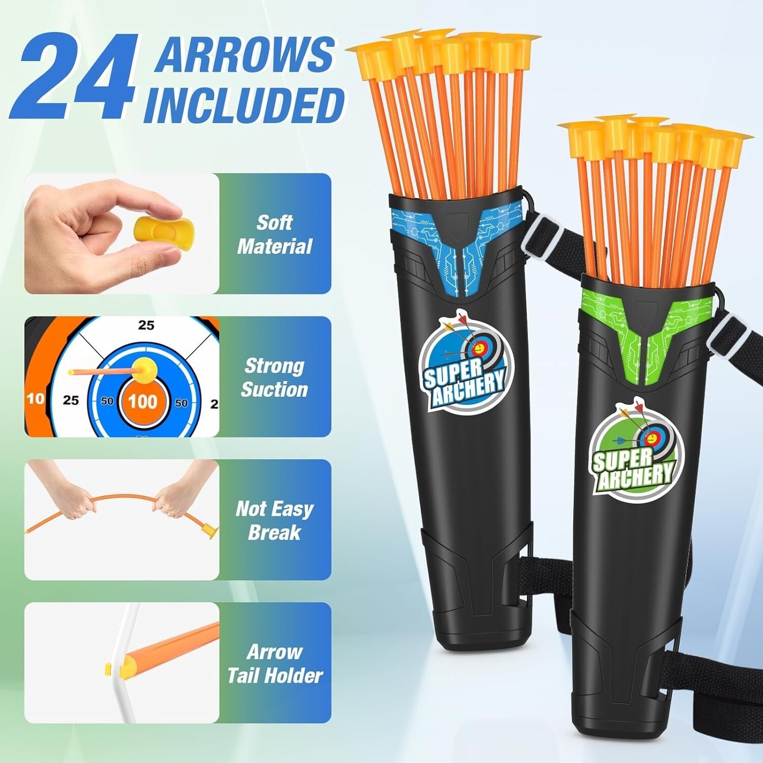 Fun and Safe LED Light Bow and Arrow Set - 2 Packs for Ages 4-8 with Targets