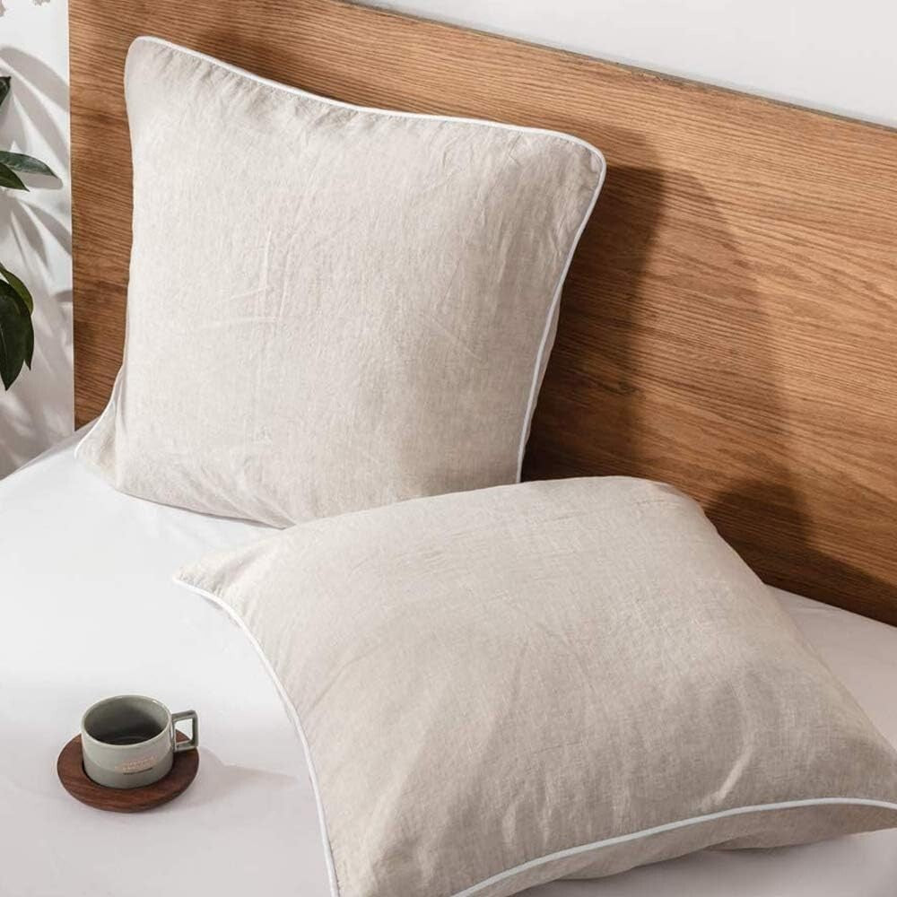 Chic 26" Euro Sham Covers in Washed Linen - Set of 2 for Living Room & Bedroom