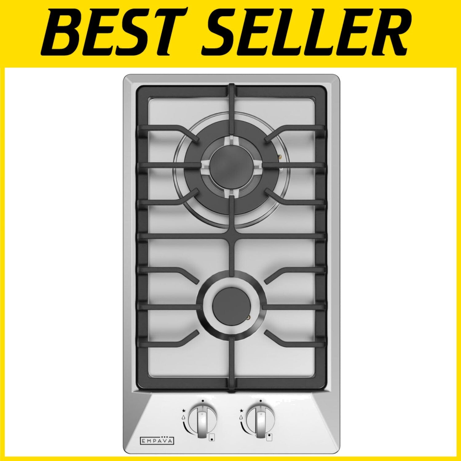 2 Burner Gas Stove - Italy Sabaf Stainless Steel Cooktop for Outdoor & RV