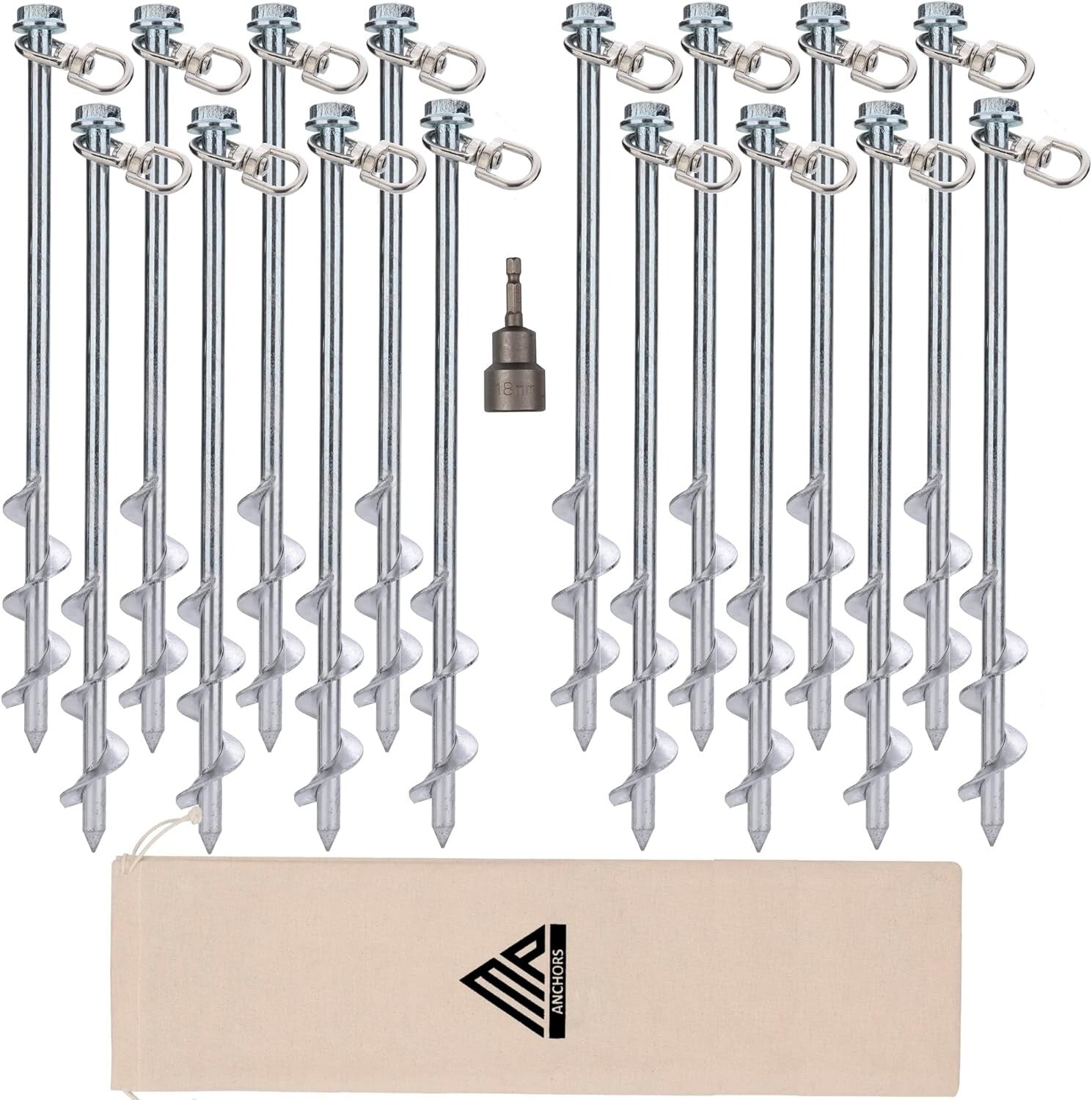 Durable Alloy Steel Ground Stakes – 16-Pack Heavy Duty Anchors for All Weather