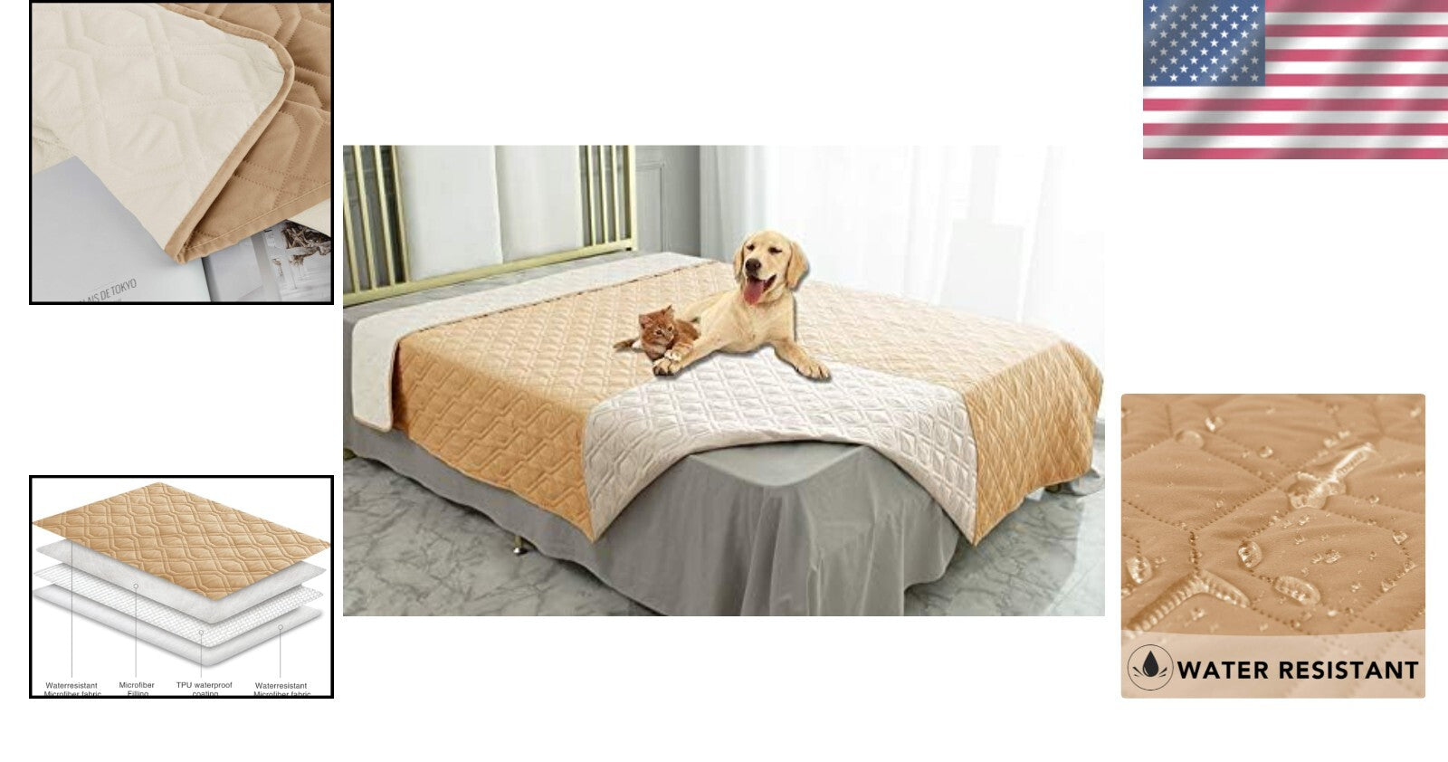Elegant Waterproof Dog Blanket - Soft Reversible Cover for Bed & Sofa 120"x82"