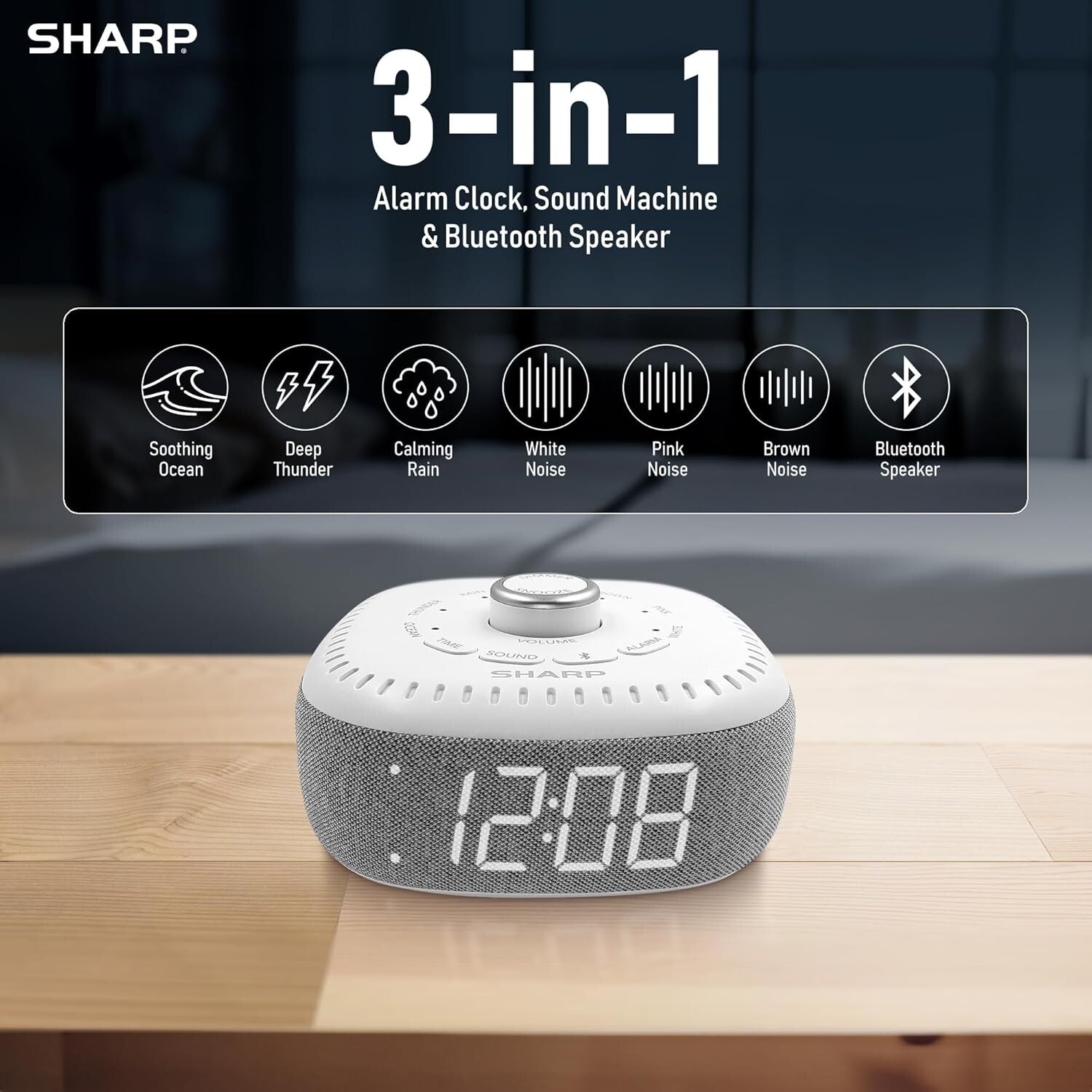 Digital Alarm Clock & Bluetooth Speaker with White LED – Peaceful Sleep Sounds