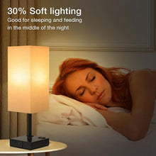 Load image into Gallery viewer, Compact Touch Nightstand Lamps Set with USB-C Ports &amp; AC Outlets - Modern Decor
