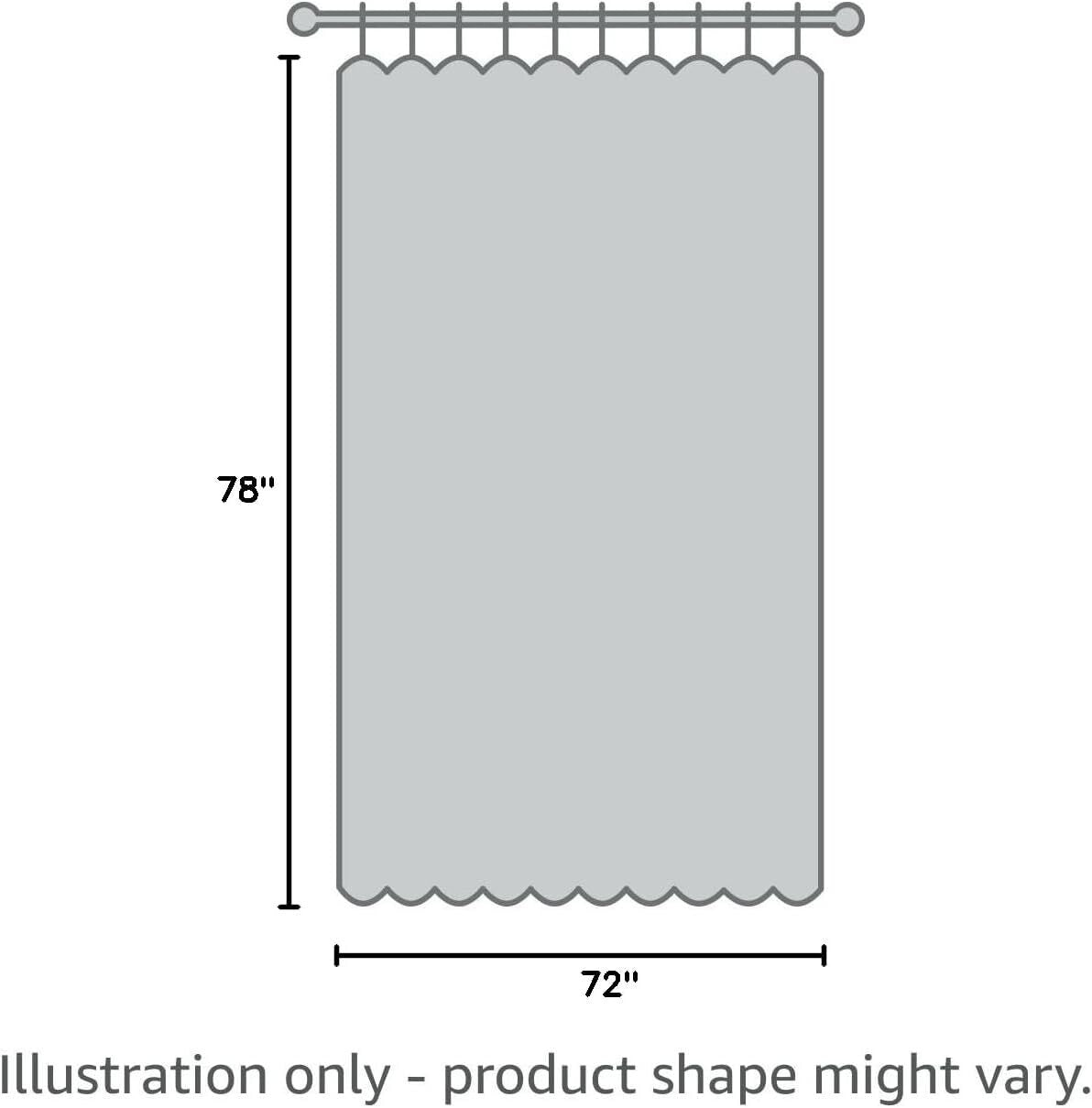 Elegant Farmhouse Shower Curtain 72" W x 78" L - Pleated Design with Buttons