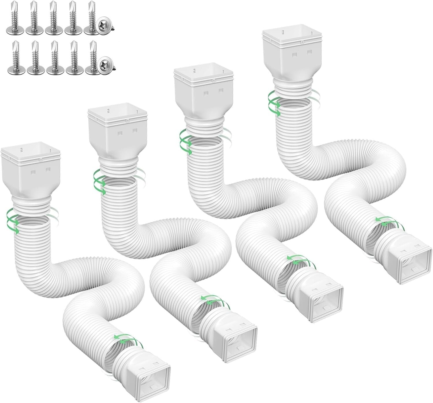 Durable Downspout Drain Pipe Extensions with Adapters - 21-66 Inches Adjustable