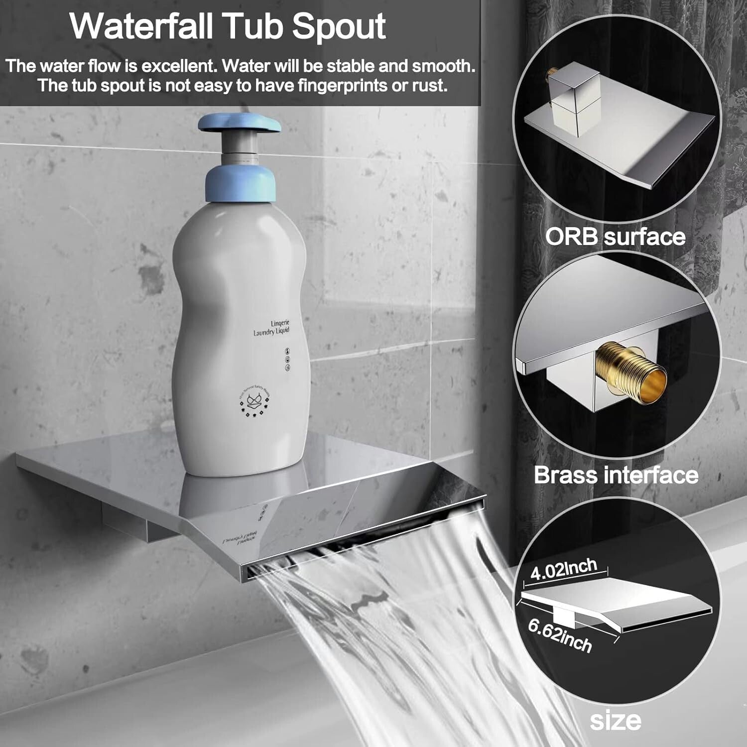 Chrome Wall-Mounted Rain Shower & Tub Spout Set with 10-Inch Head - Easy Install