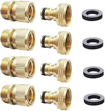 Load image into Gallery viewer, Quick Connect Brass Garden Hose Fittings - 4 Female &amp; 4 Male Adapters Included