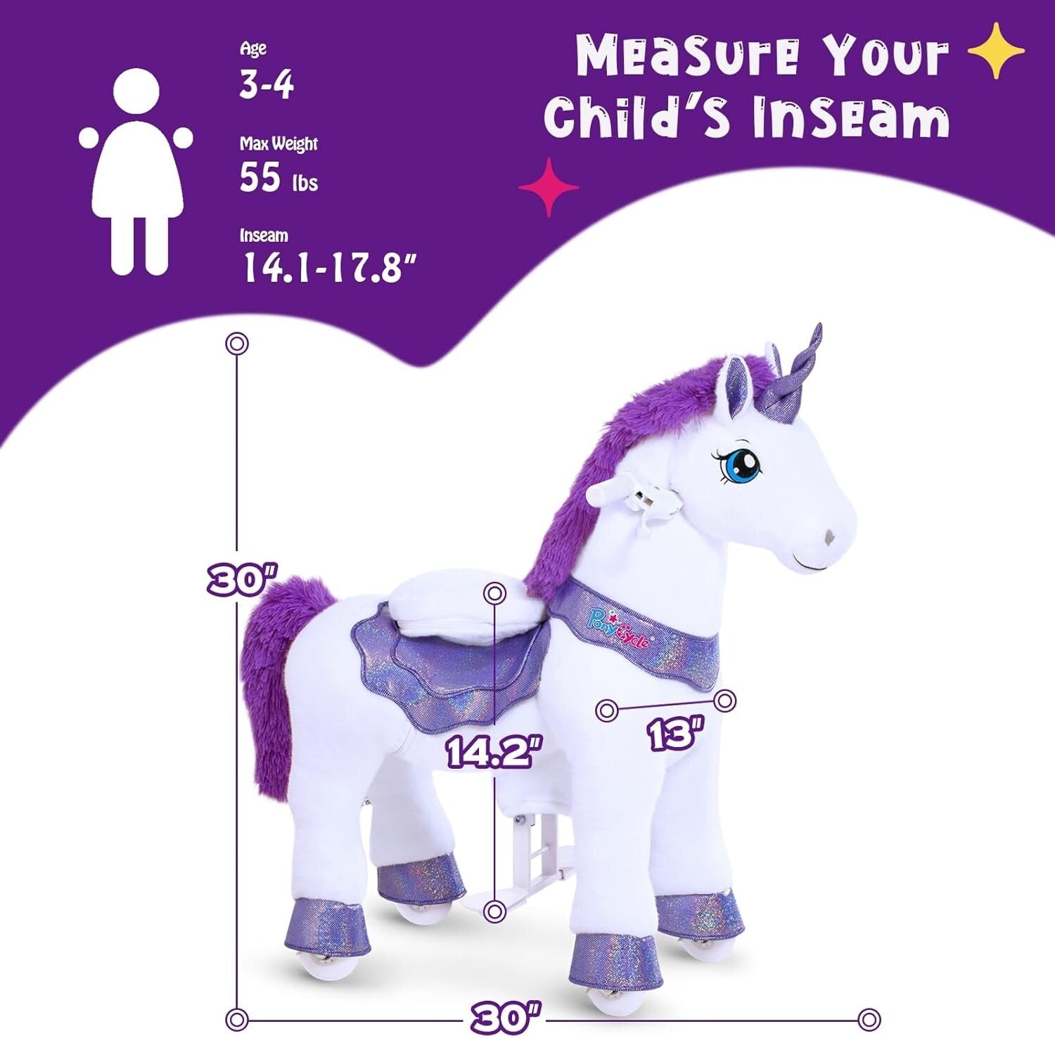 Interactive 30-Inch Unicorn Riding Stuffed Animal - Safe Fun for Young Riders