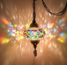 Load image into Gallery viewer, Mediterranean-Style Hanging Pendant Light - Large Mosaic Globe with Switch