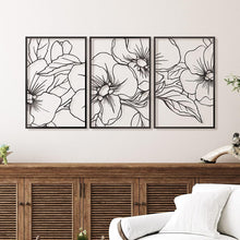 Load image into Gallery viewer, 18x12 Black Minimalist Floral Metal Wall Art Decor - 3 Pack for Stylish Spaces