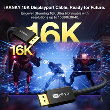 Load image into Gallery viewer, 15ft 16K DisplayPort 2.1 Cable - Backward Compatible, Perfect for UHD TVs &amp; PCs