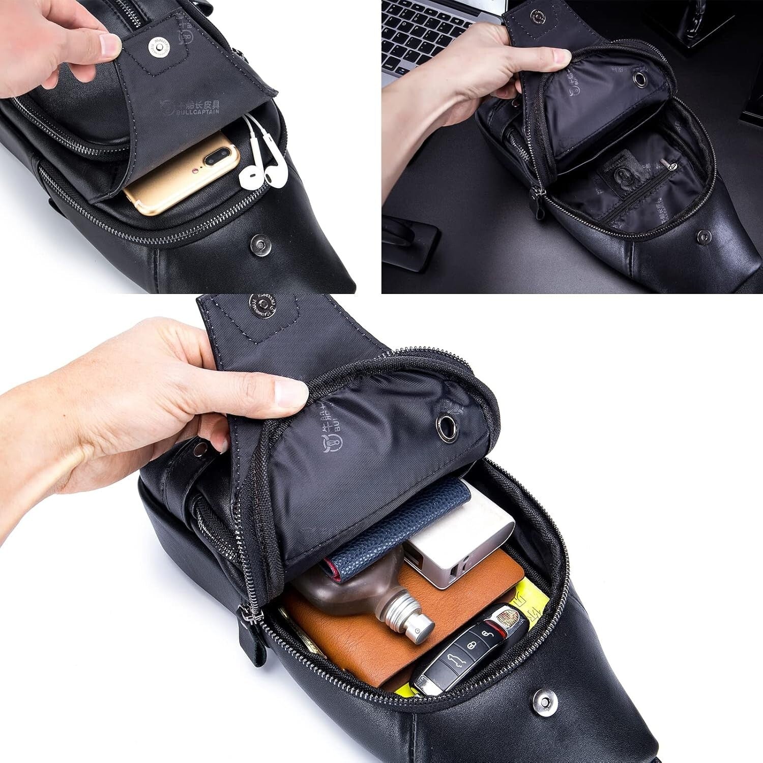 Versatile Genuine Leather Men’s Sling Bag - Casual Crossbody for Essentials