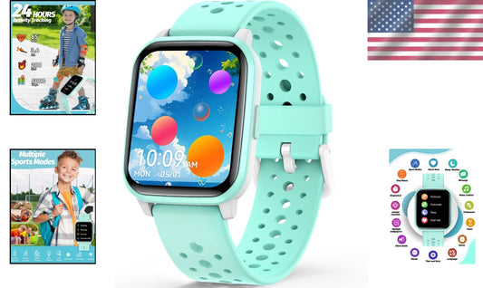 Durable Kids Smartwatch with Activity Tracking & Vibration Alarm - Green Design