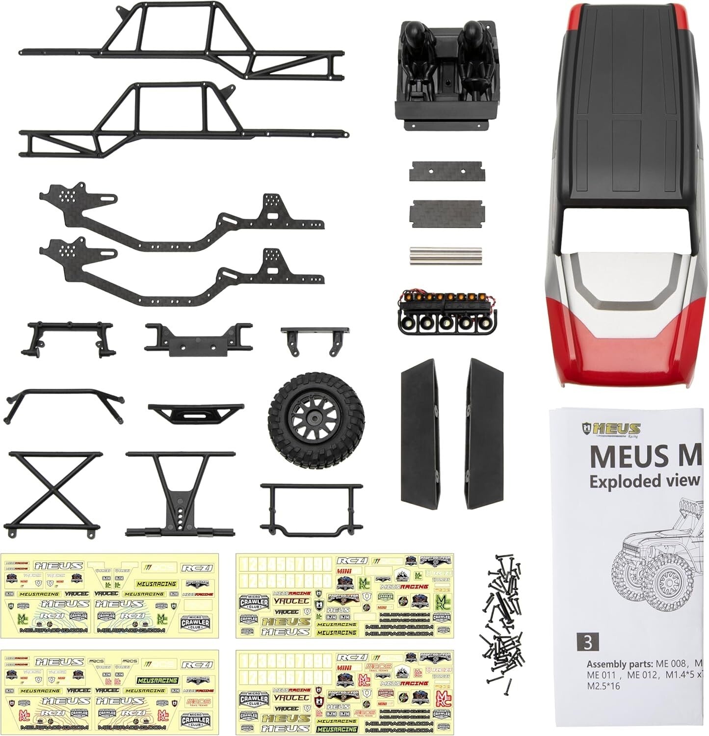 Customizable ABS+Nylon Body Shell with Carbon Fiber Frame for 1/24 RC Crawlers