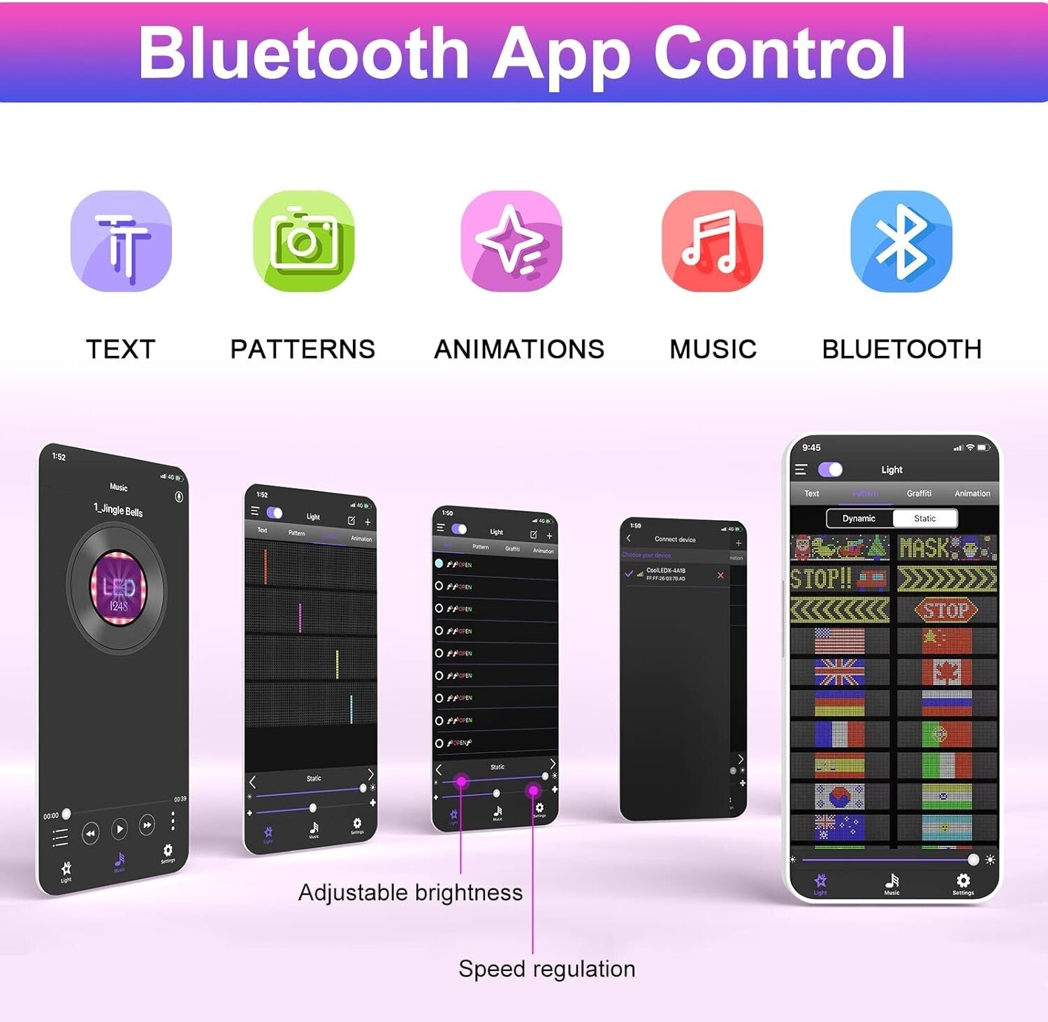 Dynamic LED Sign for Cars with Bluetooth – Waterproof, Flexible & Customizable