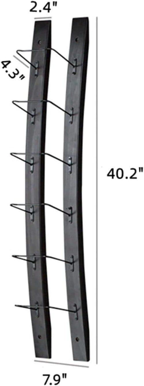 Sleek Wall-Mounted Wine Rack for 6 Bottles - Modern Pine Wood & Metal Design