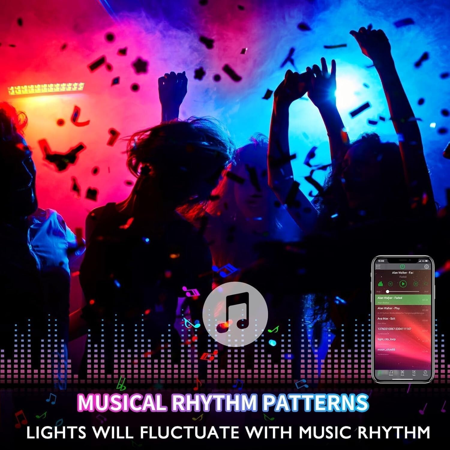 2 Pack RGB+ Warm White LED Wash Light Bar with Music Sync & Timer Function