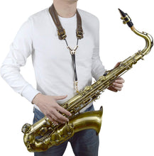 Load image into Gallery viewer, Premium Brown Leather Saxophone Strap with Breathable Padding - For Alto/Tenor