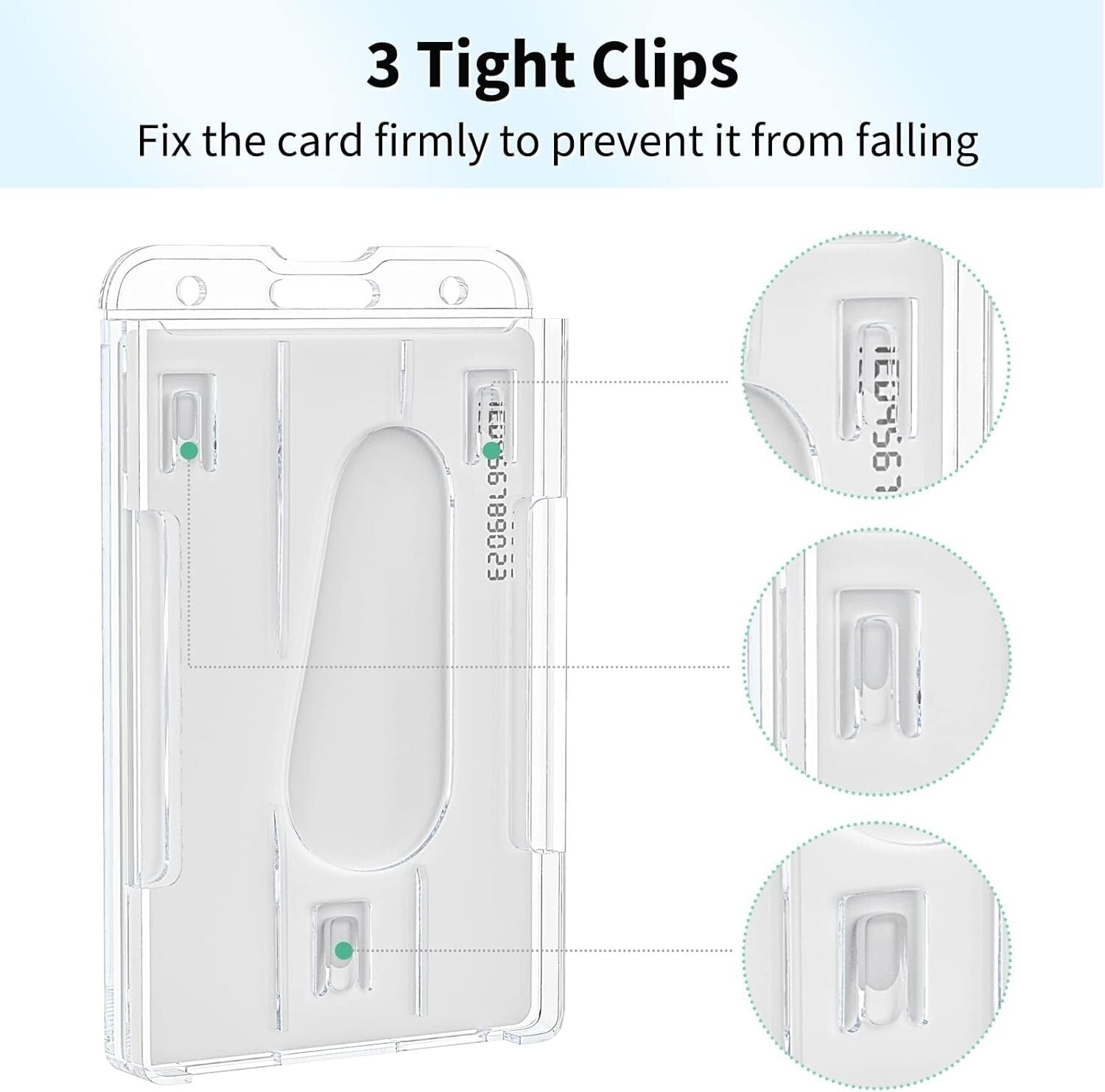 Durable 2-Card Vertical Badge Holders - 50 Pack with Clear PC Protection