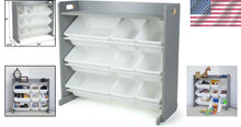 Load image into Gallery viewer, Space-Saving 4-Tier Toy Storage Shelf with Removable Bins for Toddler Safety