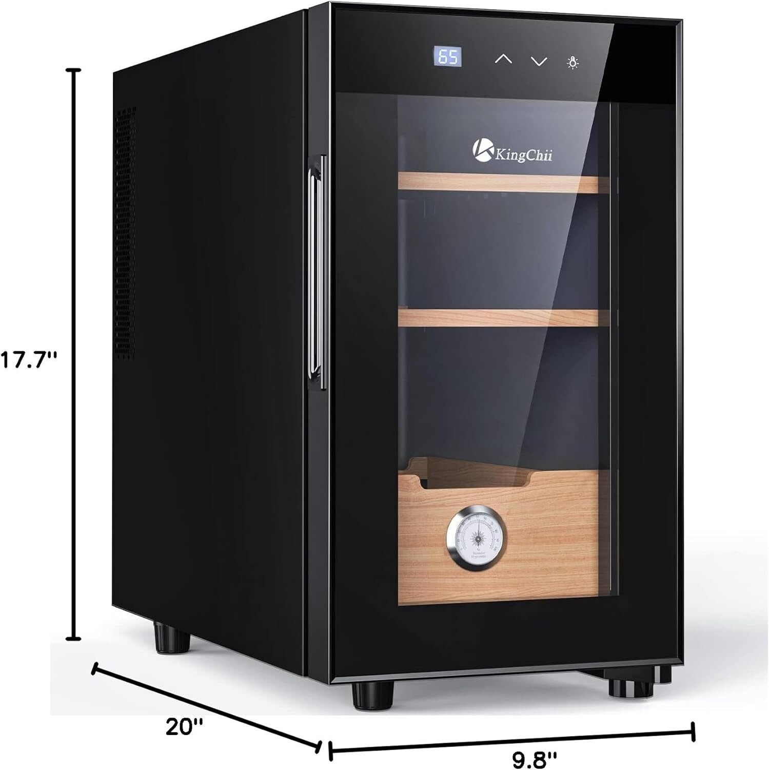 3-Layer Spanish Cedar Cigar Cabinet with Touch Control and 360° Air Circulation