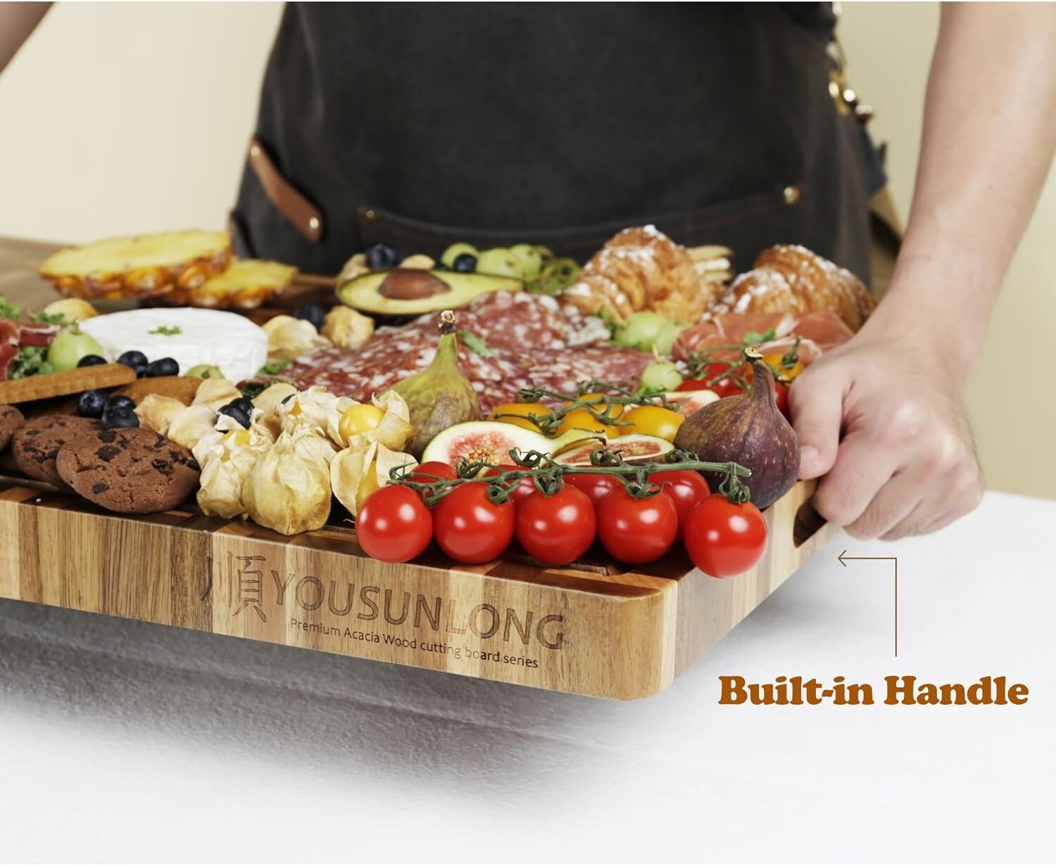 Extra Large Reversible Cutting Board - Acacia & Oak - Perfect for Meat & Cheese